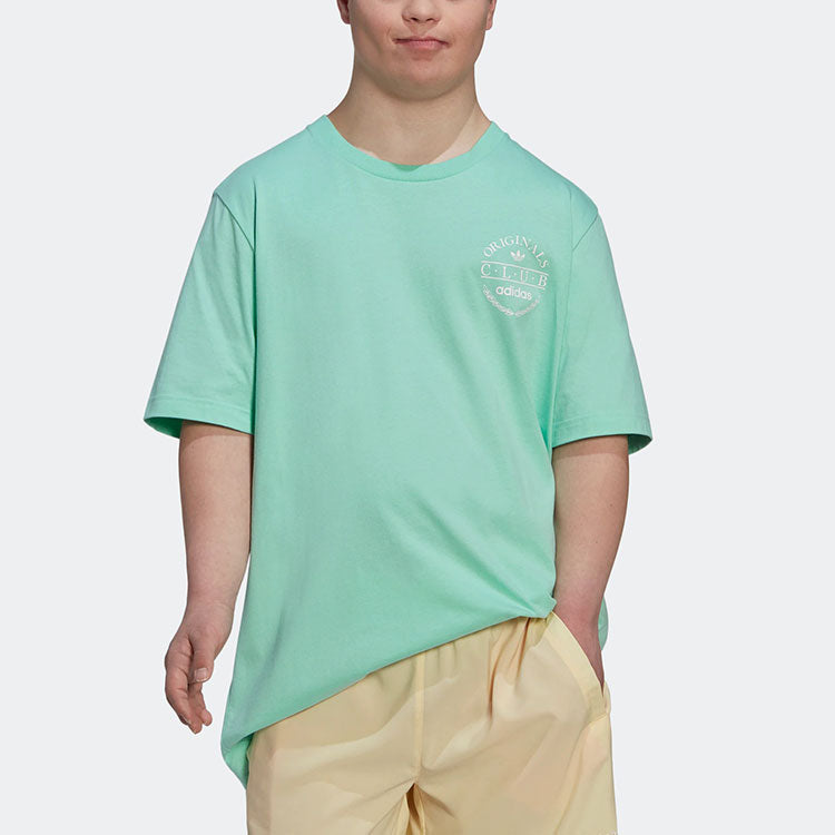 adidas originals Solid Color Alphabet Printing Round Neck Casual Short Sleeve Green HR7889