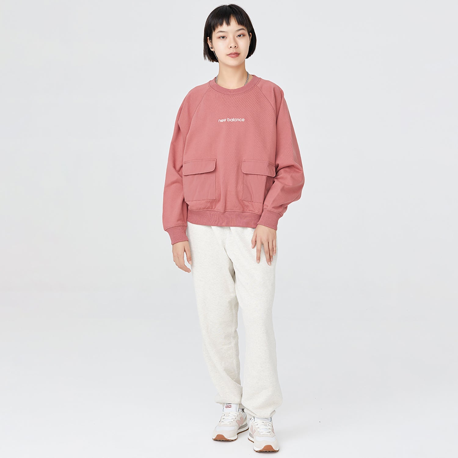 (WMNS) New Balance Casual Pocket Sweatshirt Asia Sizing 'Rose Pink' AWT23320-MIN