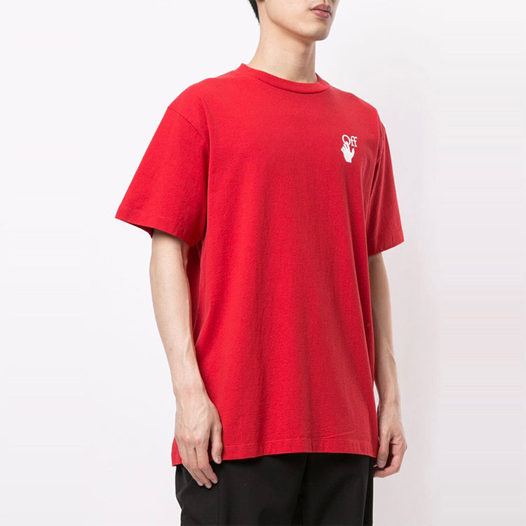 Off-White Logo Printing Round Neck Short Sleeve Red OMAA038F20FAB0082501