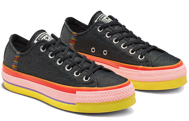 (WMNS) Converse Chuck Taylor All Star Rainbow Platform Low Top Black 564994C