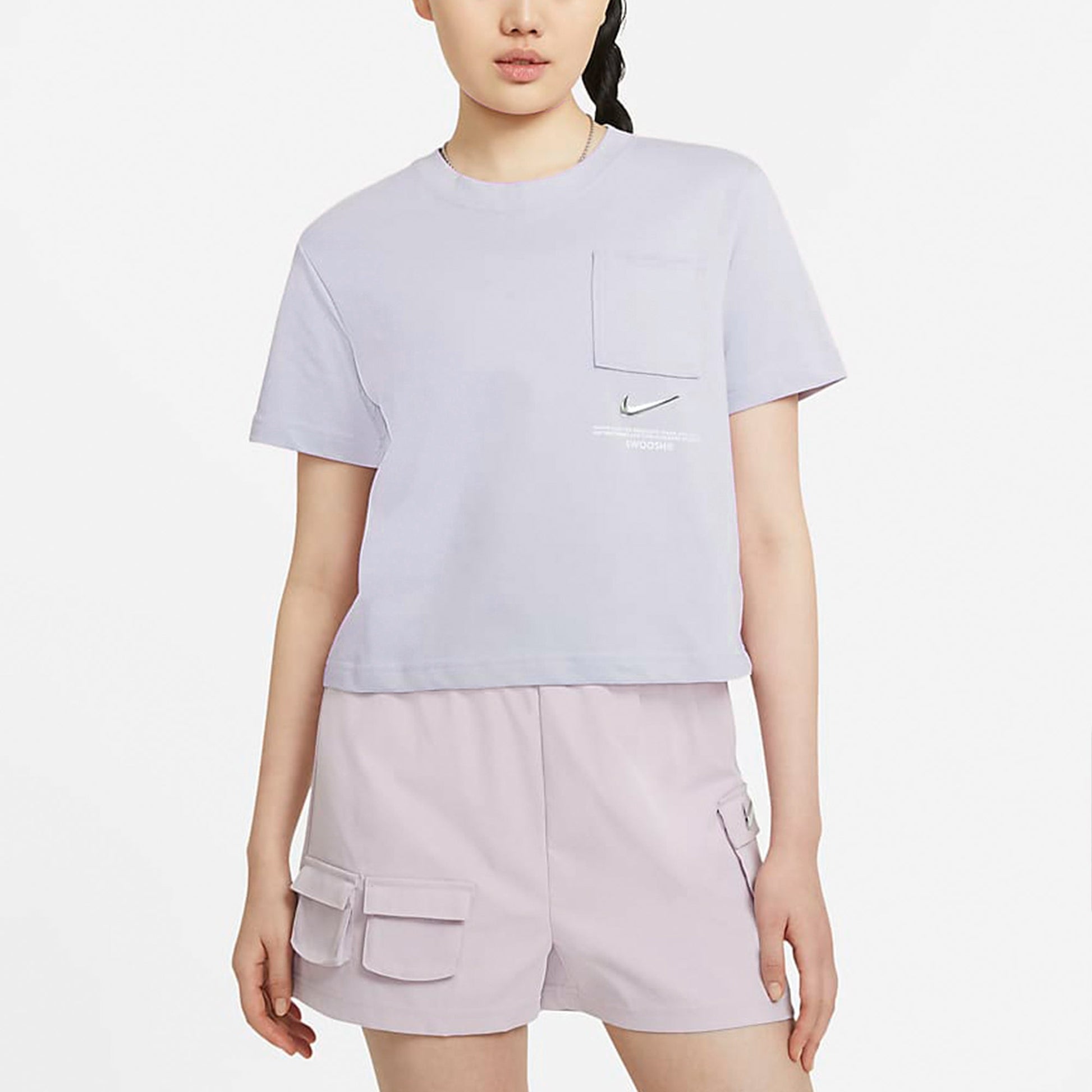 (WMNS) Nike Sportswear Swoosh 3D Logo Loose Breathable Round Neck Short Sleeve Purple CZ8912-576