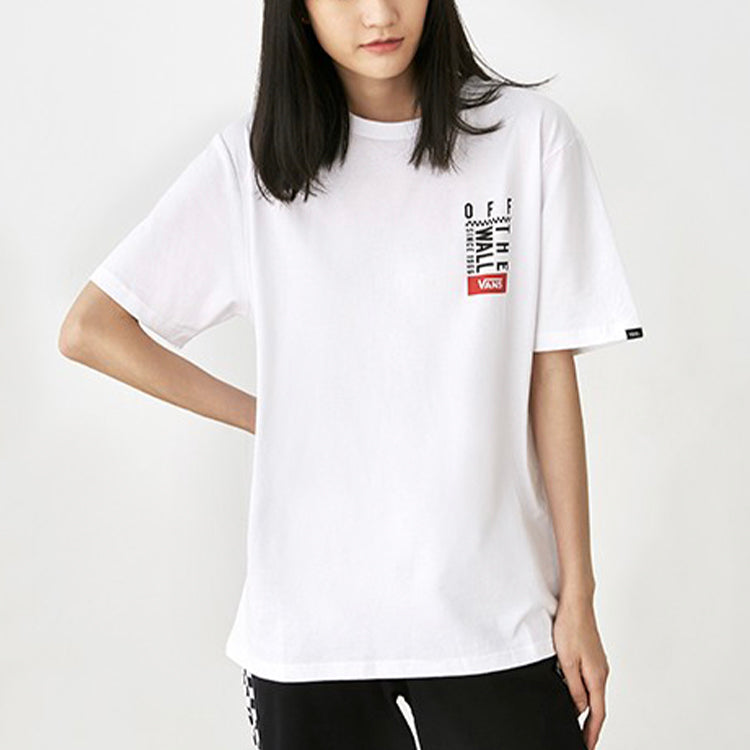 Vans Logo Alphabet Printing Short Sleeve Couple Style White VN0A4P4CWHT