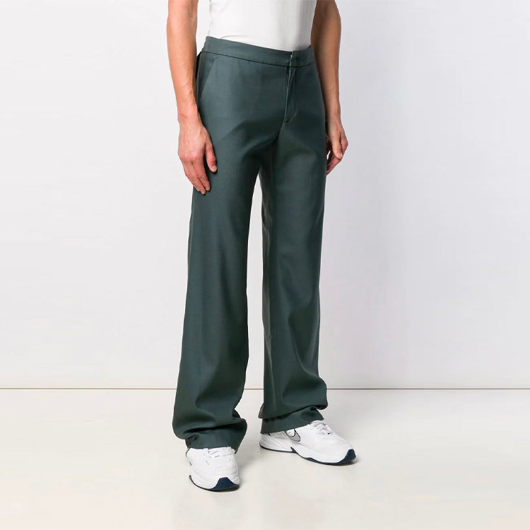Men's Off-White Rear Suit Long Pants/Trousers Loose Fit Dark Green OMCA099E19E130020800