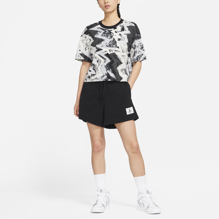 (WMNS) Air Jordan Essentials Logo Pattern Loose Lacing Sports Shorts Black DM3243-010