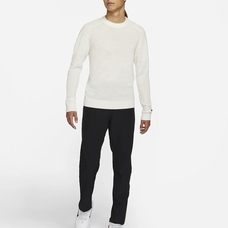 Men's Nike Tiger Woods Solid Color Elastic Breathable Golf Round Neck Wool Sweater Mountain White CU9783-121