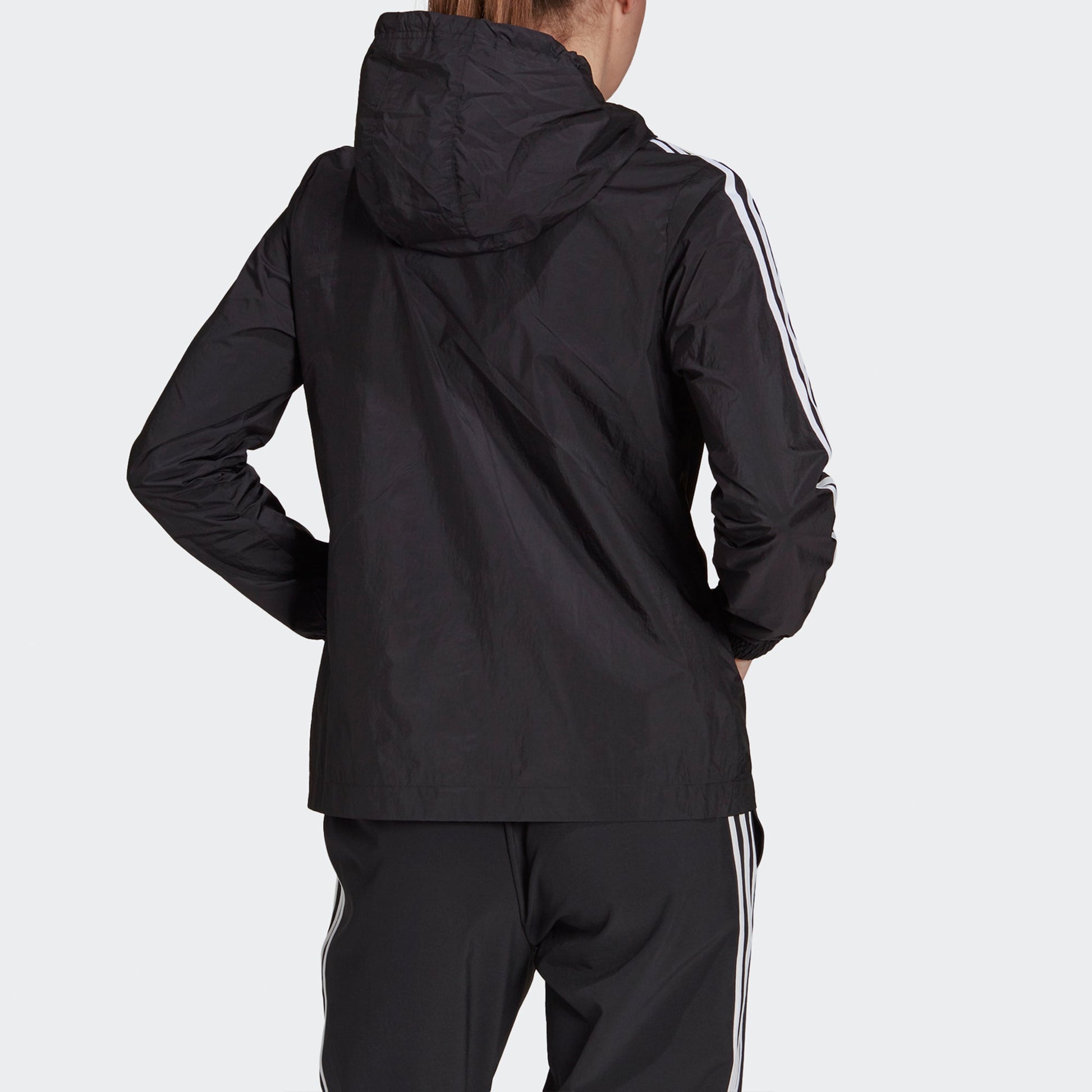 (WMNS) adidas 3-Stripes Hooded Windbreaker Jacket Asia Sizing 'Black White' GR9602