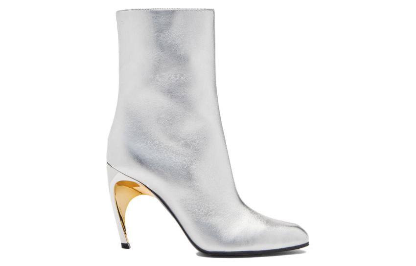 (WMNS) Alexander McQueen Armadillo Side-zipped Ankle Boots 'Silver' 780677WIF218369