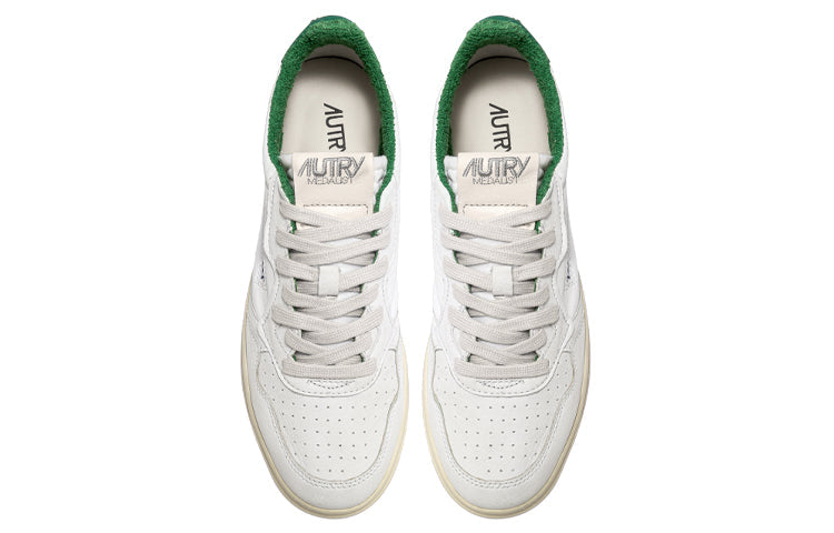 (WMNS) AUTRY Medalist Low Leather and Suede 'White Green and Embroidered Logo' AULW-SP03