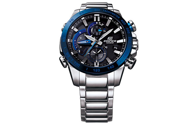 CASIO Quartz EDIFICE Solar Powered Stainless Steel Strap Waterproof Sports Mens Silver Analog EQB-800DB-1A