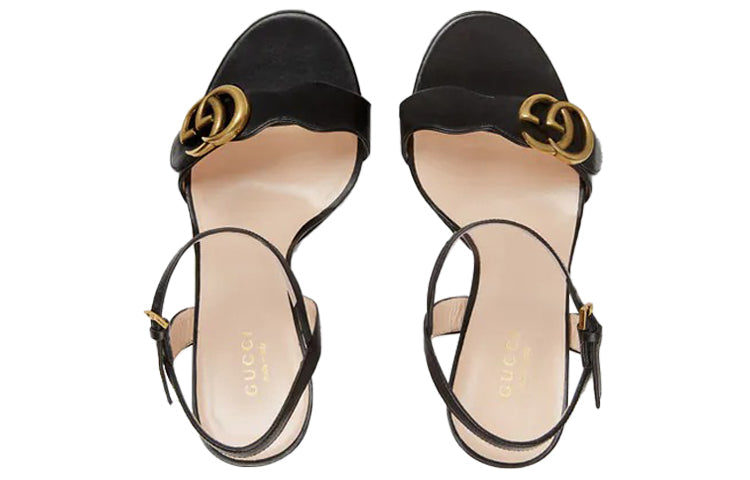 (WMNS) Gucci Sandal With Double G 'Black Leather' 453378-A3N00-1000