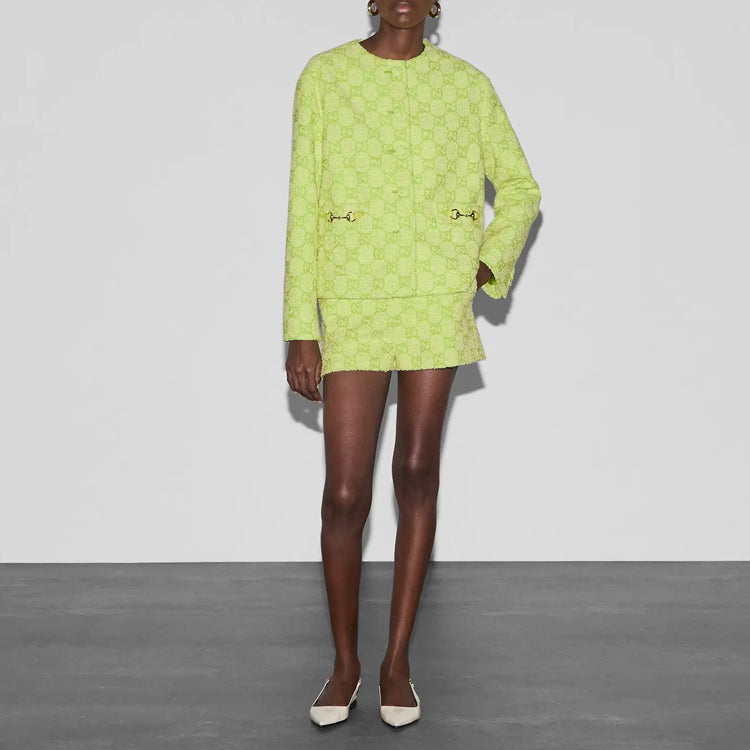 (WMNS) Gucci GG Boucle Cotton Jacket With Horsebit 'Lime green' 784817-Z8BSQ-3439