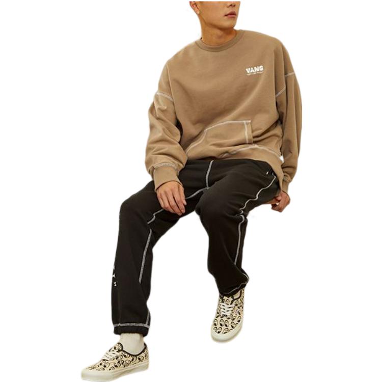 Vans Logo Alphabet Printing Round Neck Pullover Light Brown VN0A5H9GYEH