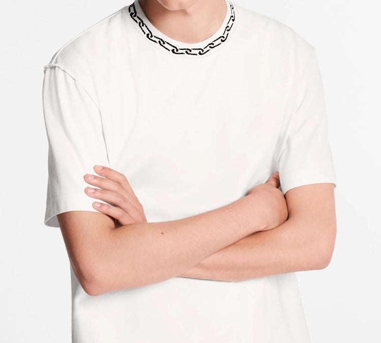 LOUIS VUITTON LV Jacquard Chain Ribbed Collar For Men White 1A5VE9