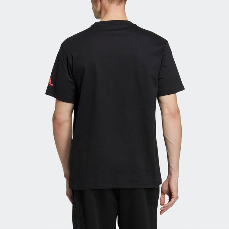 adidas Comics Alphabet Printing Round Neck Short Sleeve Japanese Version Black T-Shirt HI5940