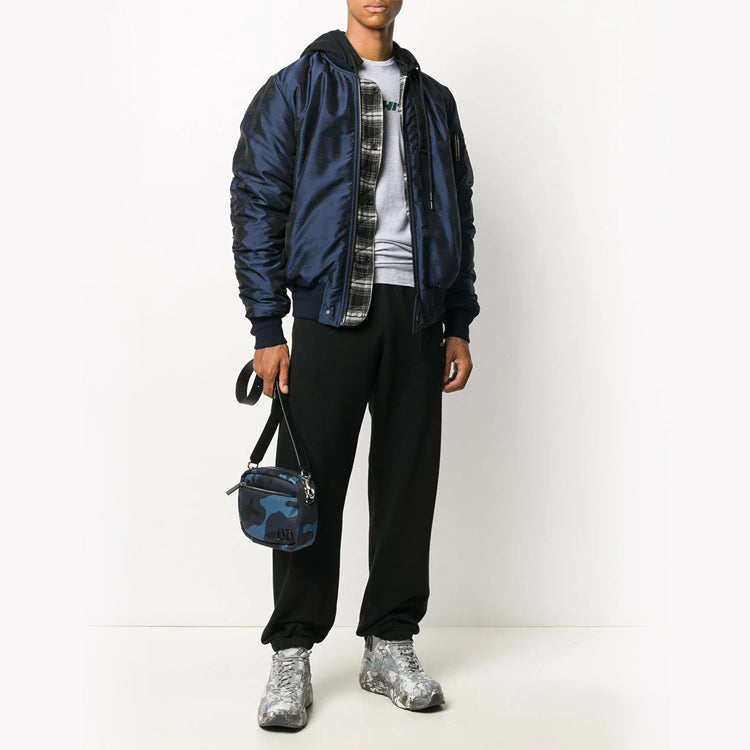 Off-White Reversible hooded aviator Jacket Navy Blue OMEH014E20FAB0014501