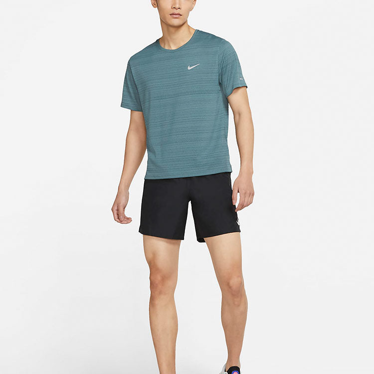 Nike M Nk Df Miler Top Ss Running Training Sports Short Sleeve Gray Green Graygreen CU5993-387
