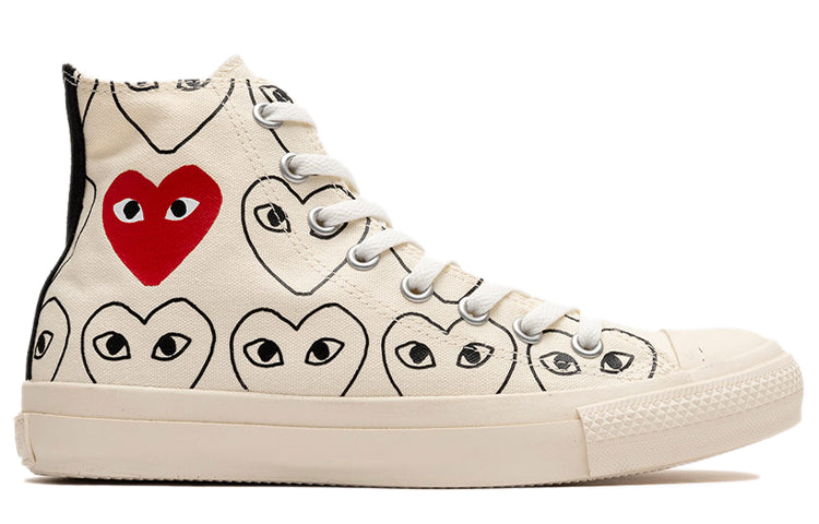 CDG x Converse Chuck Taylor All Star Multi-Heart Sneakers Ivory/Black 168985C