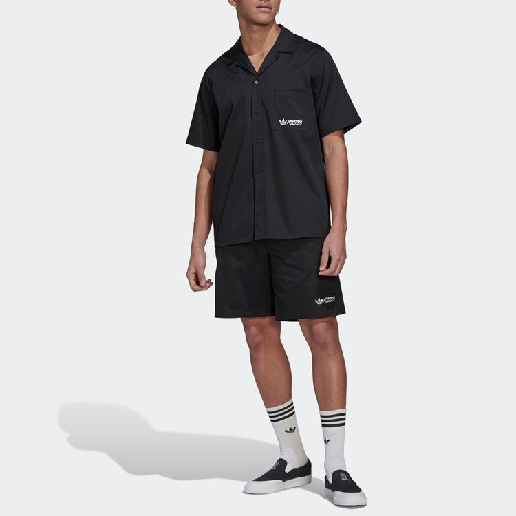 adidas originals Solid Color Logo Straight Shorts Black HT1652