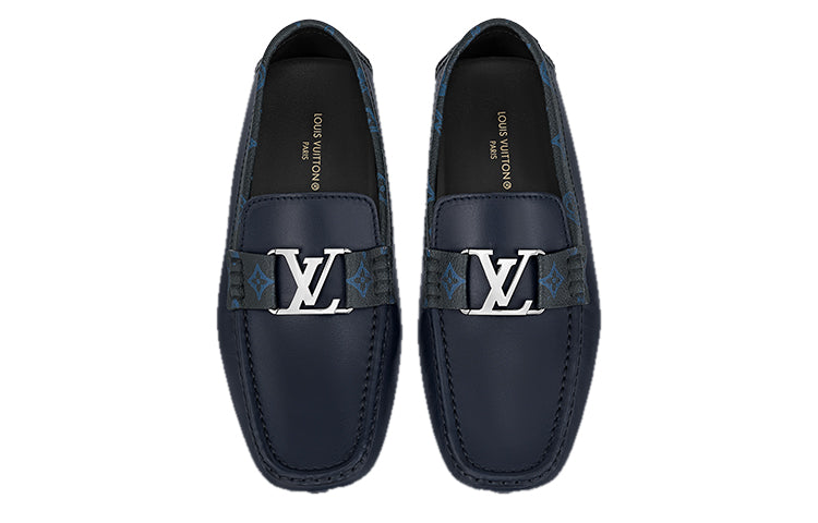 LOUIS VUITTON LV Monte Carlo Moccasin Shoes 'Navy with Monogram Collar' 1AANOW