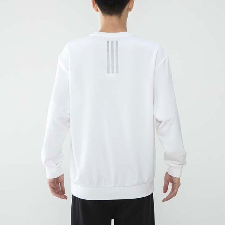 Men's adidas neo Sw Irrd Swt Splicing Sports Round Neck Pullover White HB7381