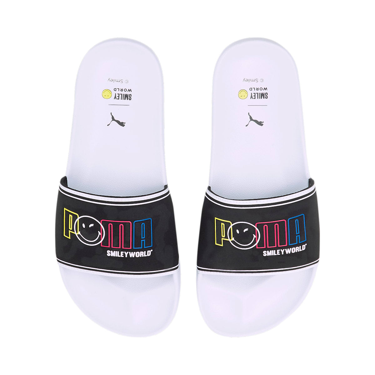 (GS) PUMA x SmileyWorld Leadcat 2.0 Slides 'White Black' 384494-01