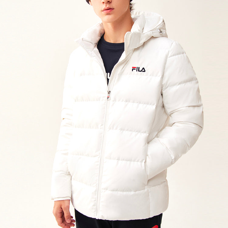 Men's FILA Stay Warm Hooded Down Jacket White F61M048921F-WT