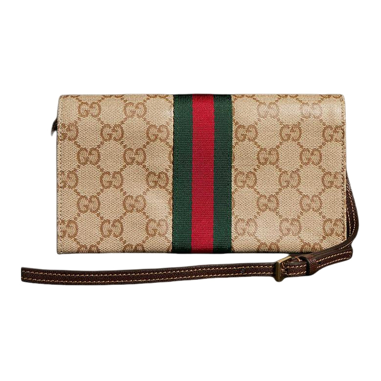 (WMNS) Gucci Small Pouch with Strap and Web 'Sand Dark Brown' A002KM-FAF8R-8547