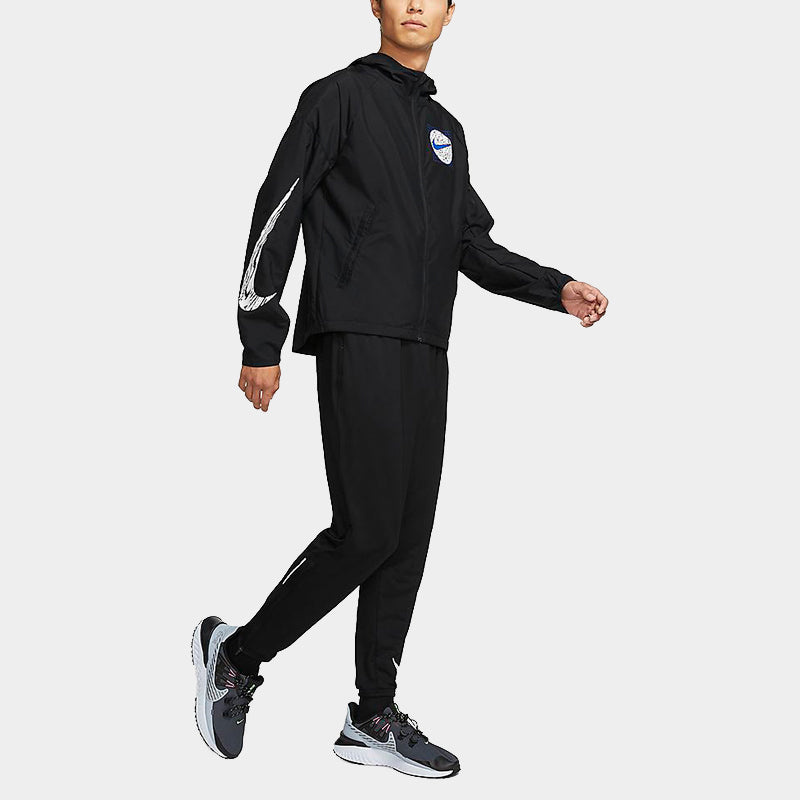 Nike Wild Run Casual Running Hooded Jacket 'Black' DA0191-010