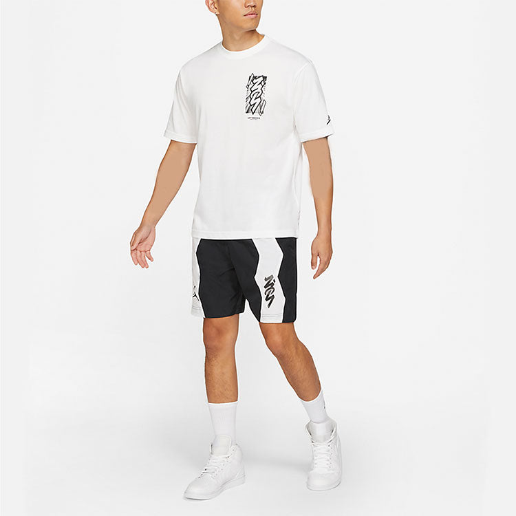Men's Jordan Dri-FIT Zion Basketball Printing Sports Knit Round Neck Short Sleeve White T-Shirt DH0593-101