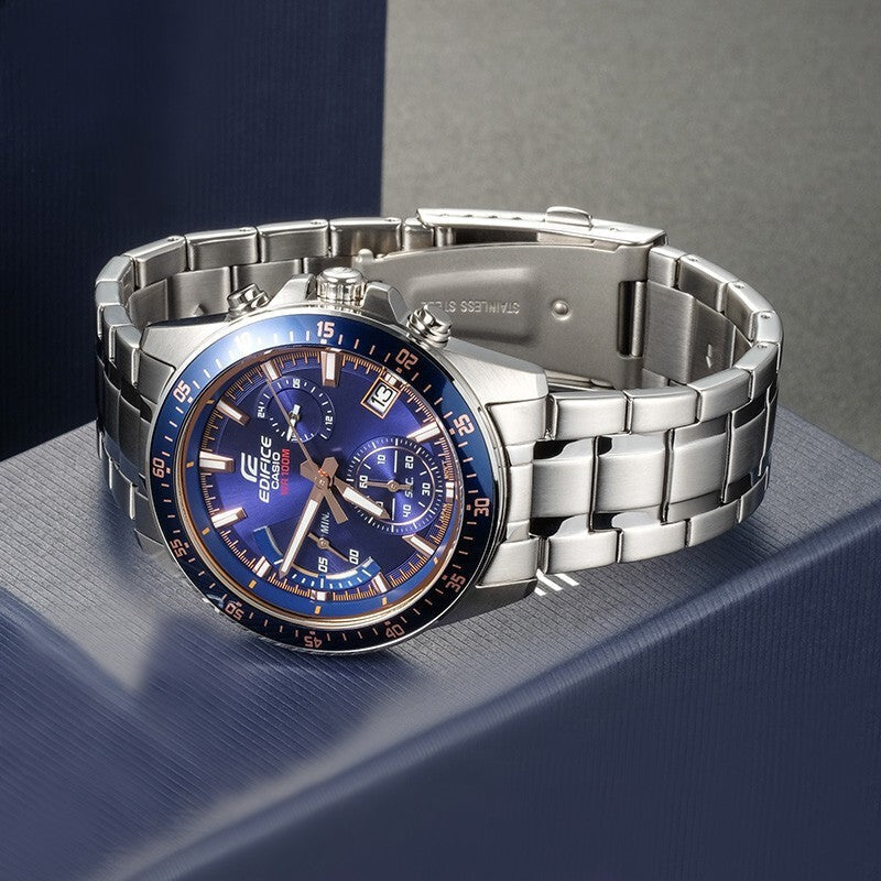 CASIO EDIFICE Waterproof Stainless Steel Strap Mens Blue Analog EFV-540D-2A