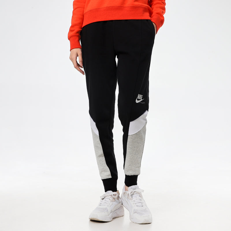 (WMNS) Nike Nsw heritage jgger Flc Colorblock Casual Sports Splicing Bundle Feet Knit Long Pants/Trousers Black CZ8609-010