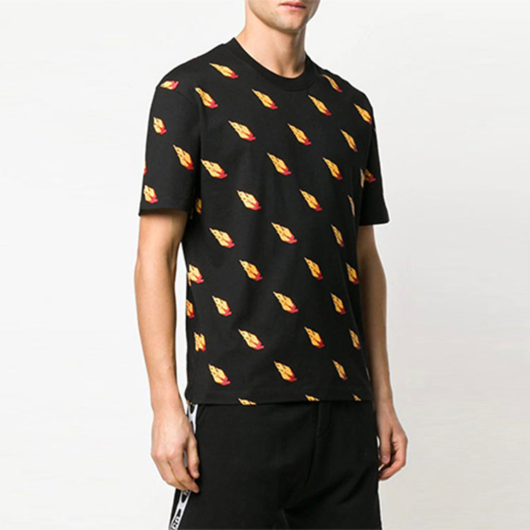 Men's McQ Alexander McQueen Cotton Flame Printing Short Sleeve Black 291571-RMJ08-1000