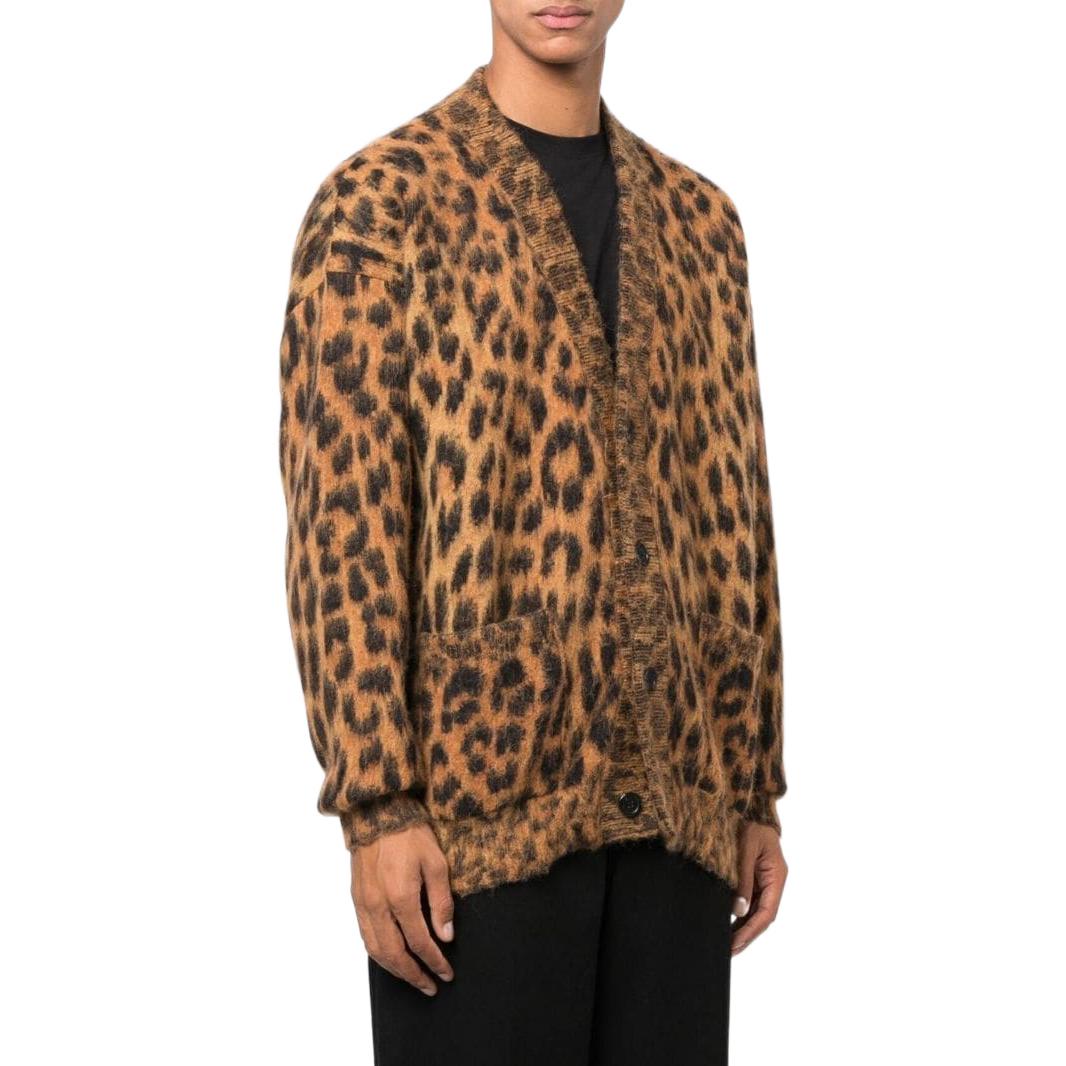 Palm Angels FW22 Leopard Cardigan 'Brown Black' PMHB014F22KNI0016010