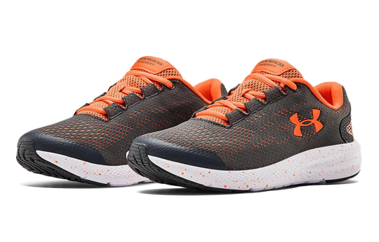 (GS) Under Armour Charged Pursuit 2 Sports Shoes Gray/Orange 3022860-100
