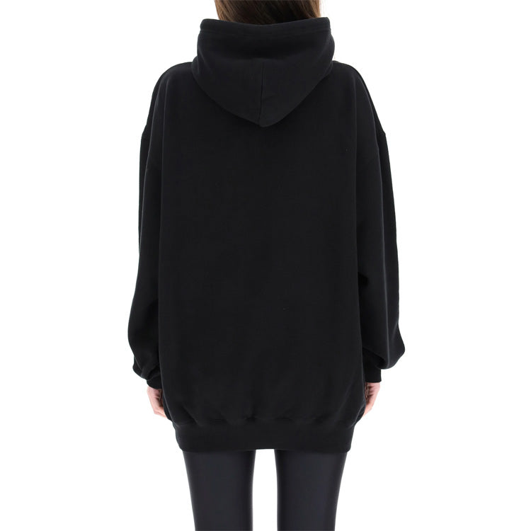 (WMNS) Balenciaga SS21 Logo Cotton Hoodie Black 578135TJV851070