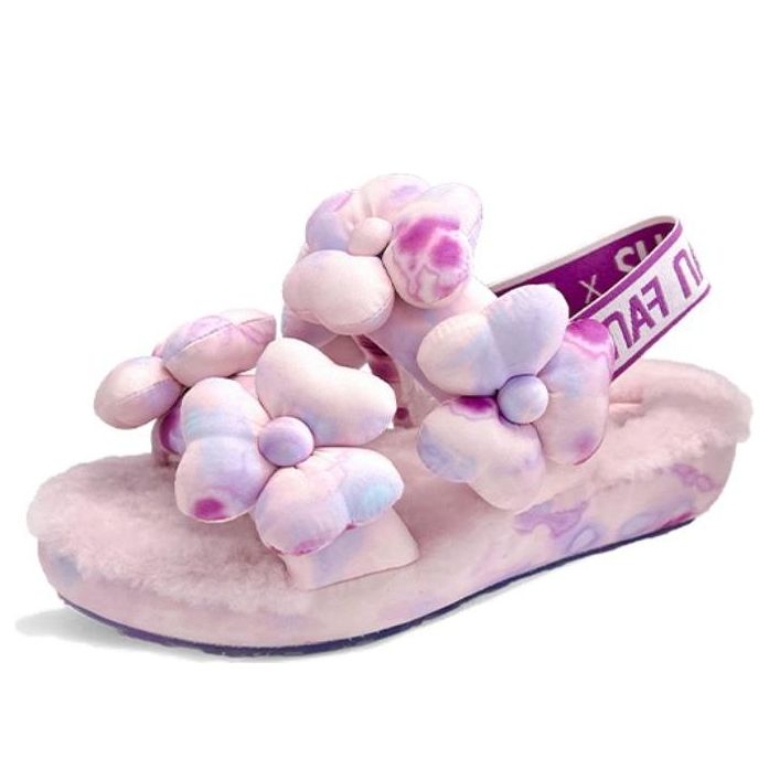 (WMNS) UGG Susan Fang Fluff Slippers 'Flower Weave Pink' 1143570-PINK