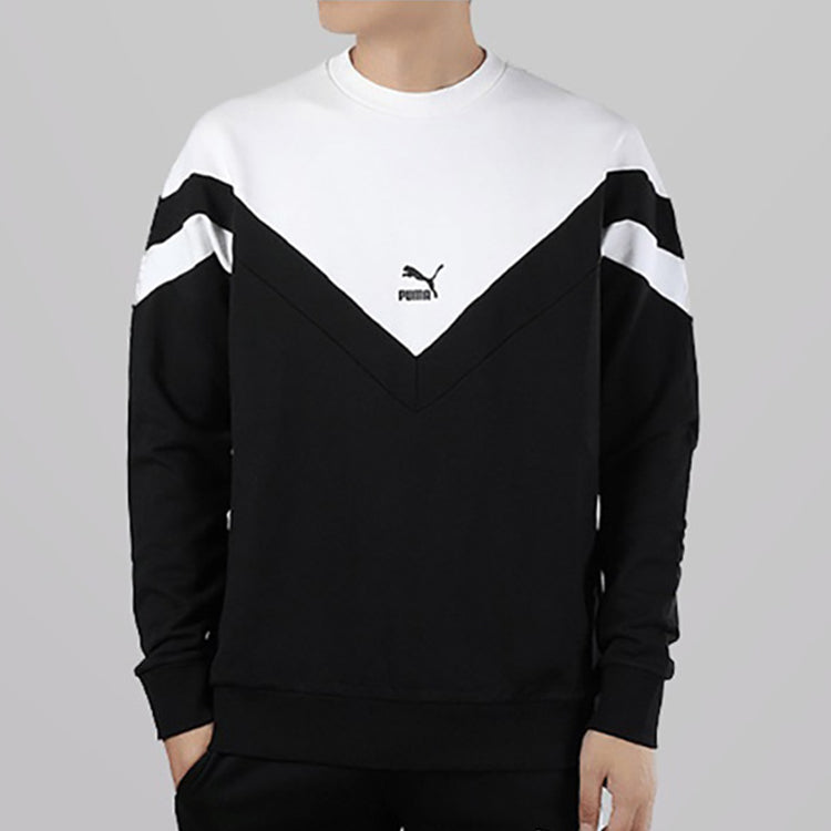PUMA Sports Round Neck Knit Pullover Black White 595953-01