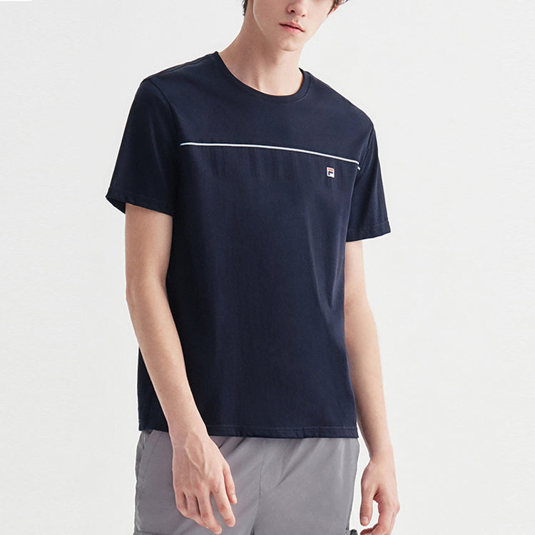 FILA Logo Alphabet Printing Round Neck Loose Short Sleeve Blue F11M028101G-NV