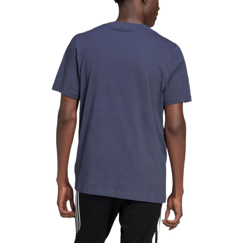 adidas originals Casual Alphabet Logo Stripe Solid Color Round Neck Short Sleeve Blue HC1990