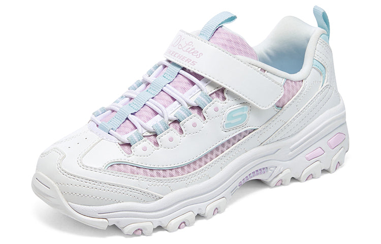 (GS) Skechers Dlites Chunky Shoes 'White Pink Blue' 319001L-WMLT