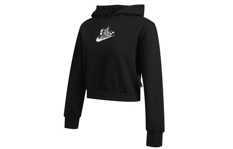 (WMNS) Nike Fleece Graphic Hoodie 'Black' DH1375-010