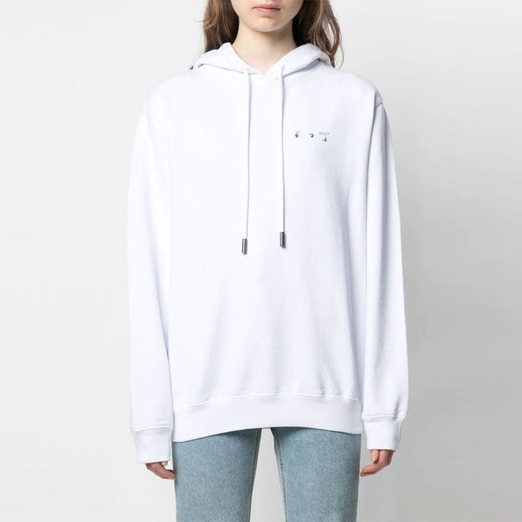 (WMNS) Off-White SS21 Flower Arrows Logo Embroidered Hoodie Loose Fit White OWBB035S21JER0010145