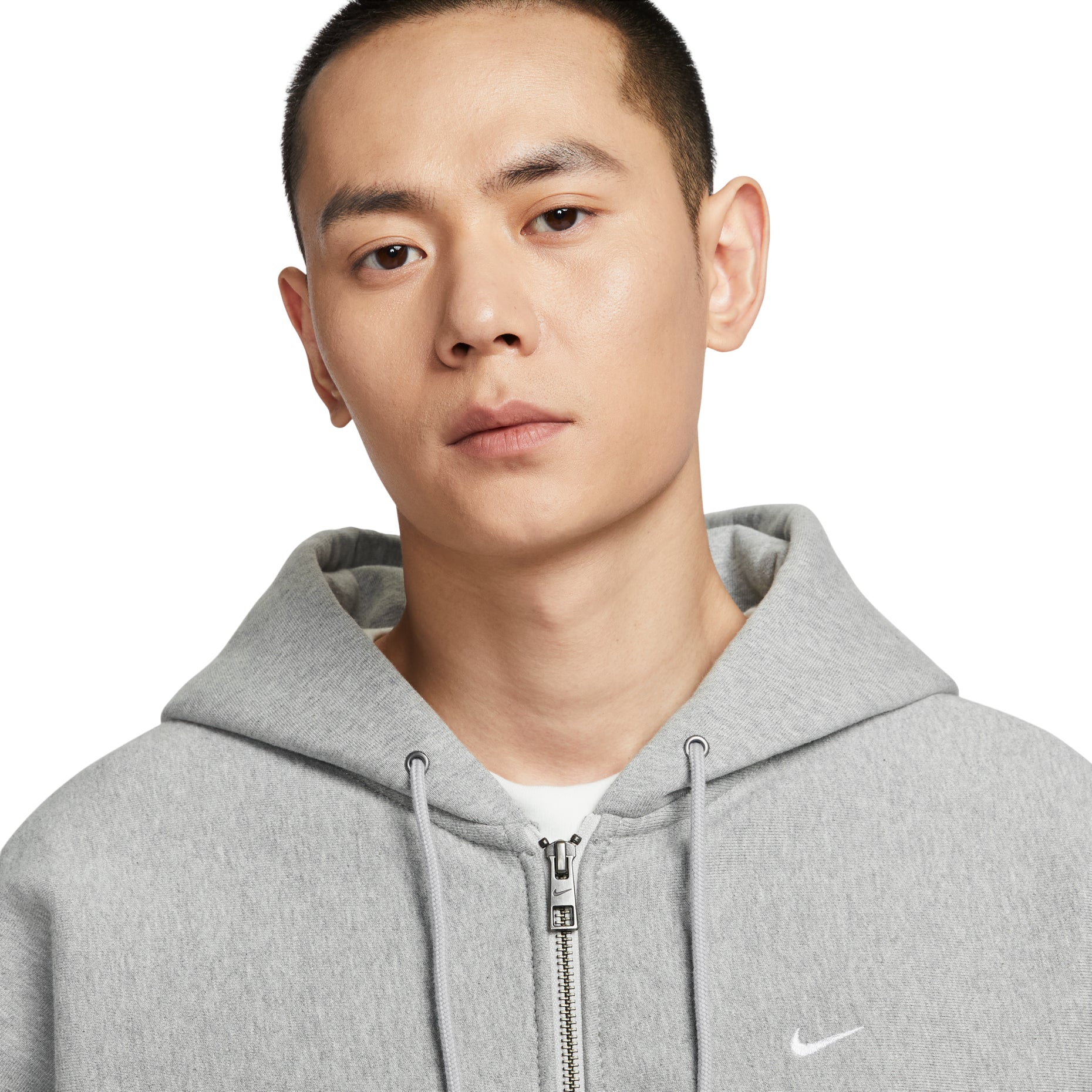 Nike Solo Swoosh Full-Zip Fleece Hoodie 'Dark Grey Heather Light Smoke Grey White' HV1085-063