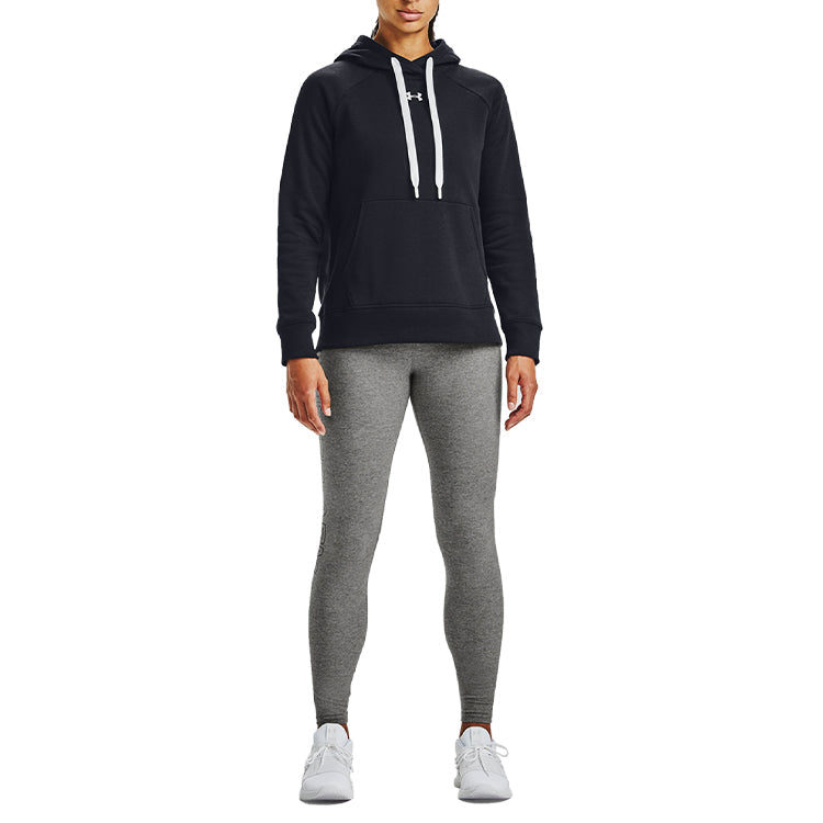 (WMNS) Under Armour Rival Fleece Hoodie 'Black White' 1356317-001