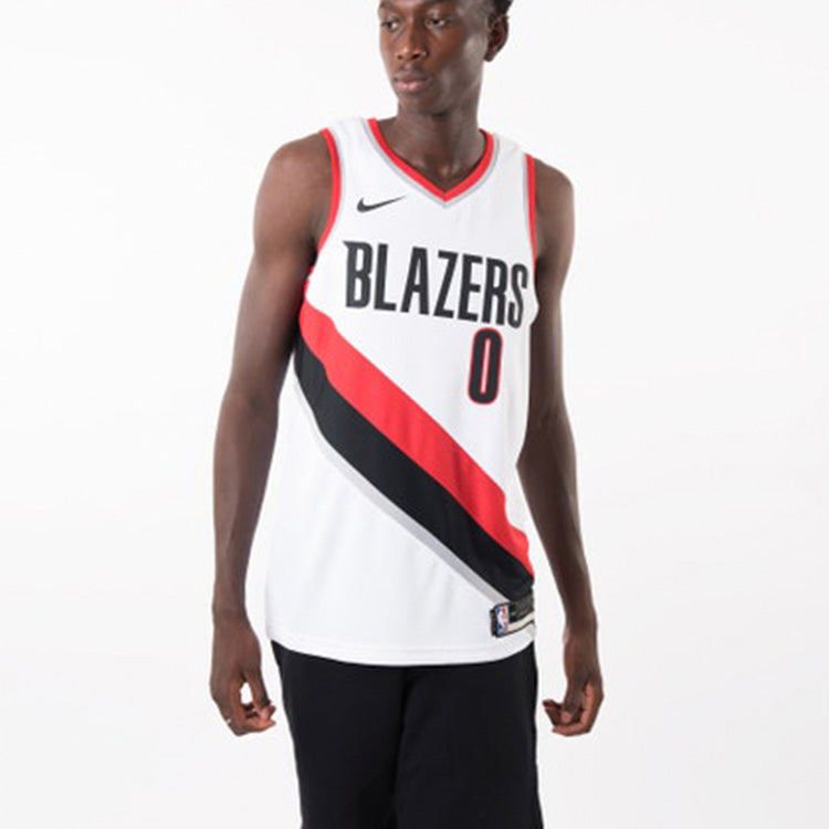 Damian Lillard Trail Blazers Association Edition Nike NBA Swingman Jersey 'White Red Black' 864445-100