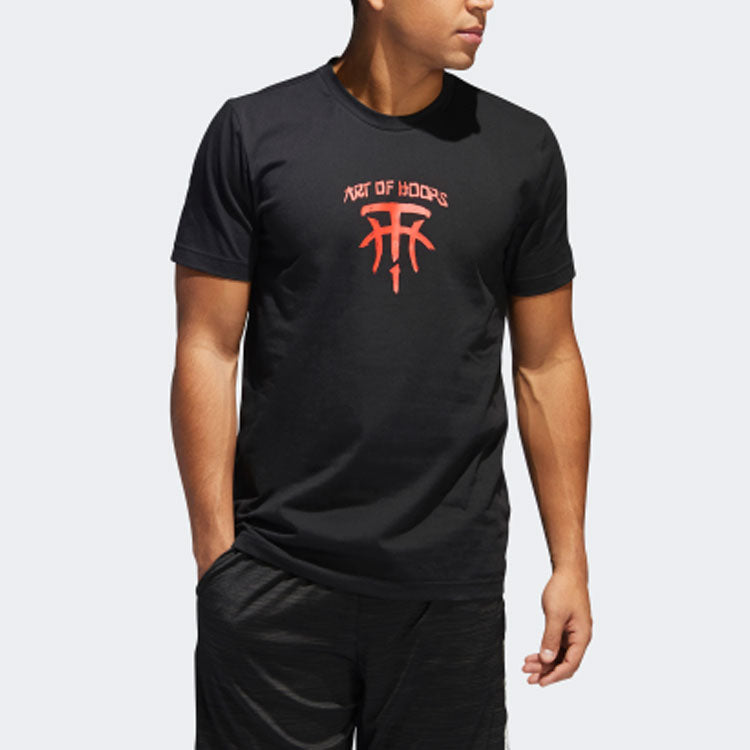 adidas Tmac Chapter 3 Pattern Round Neck Short Sleeve Black EI0364