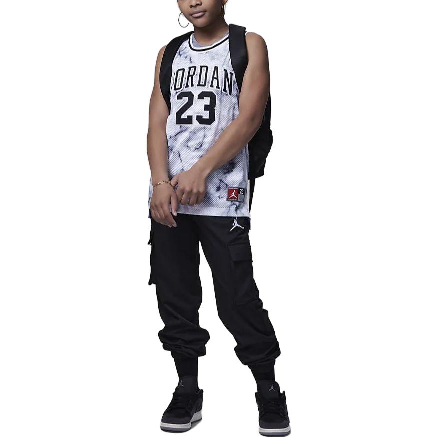 (GS) Air Jordan 23 Striped Jersey 'White Black' 45C655-F00