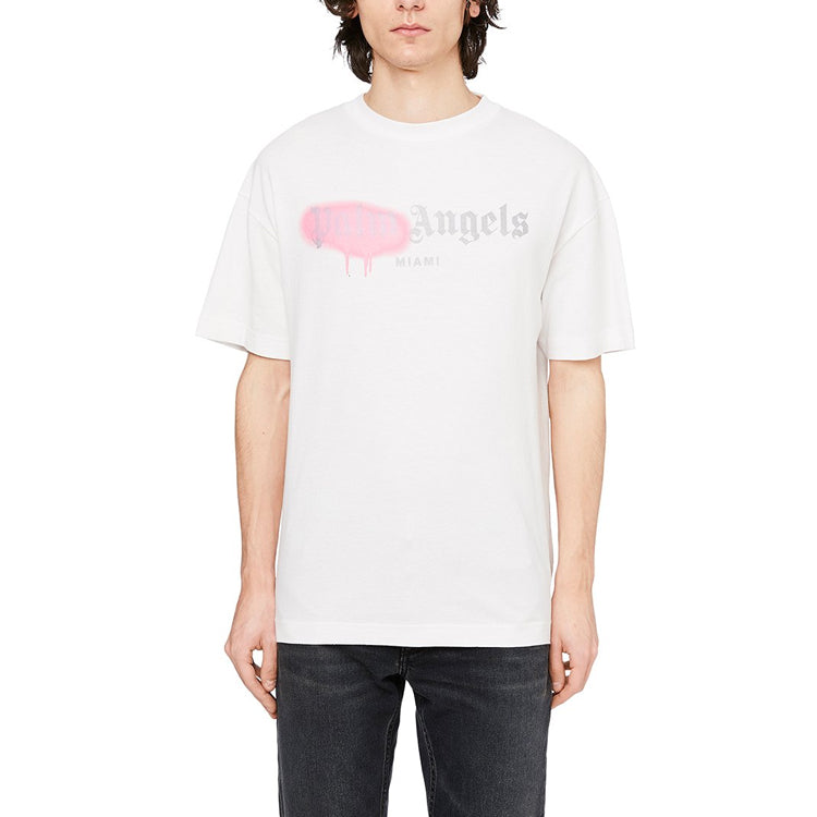 PALM ANGELS Miami Alphabet Printing Short Sleeve White PMAA001F20JER0130130