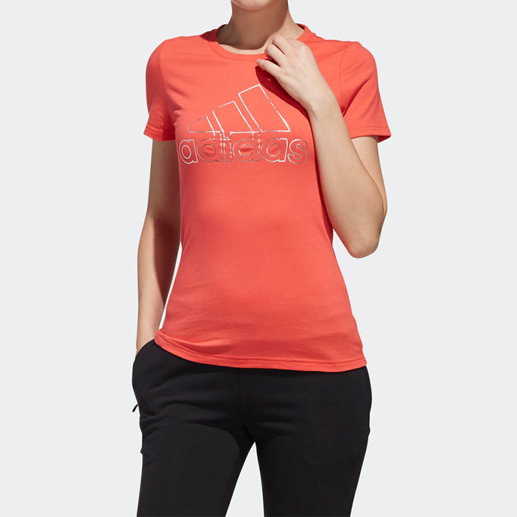 (WMNS) adidas Sports Stylish Pullover Round Neck Short Sleeve Pink FJ1108