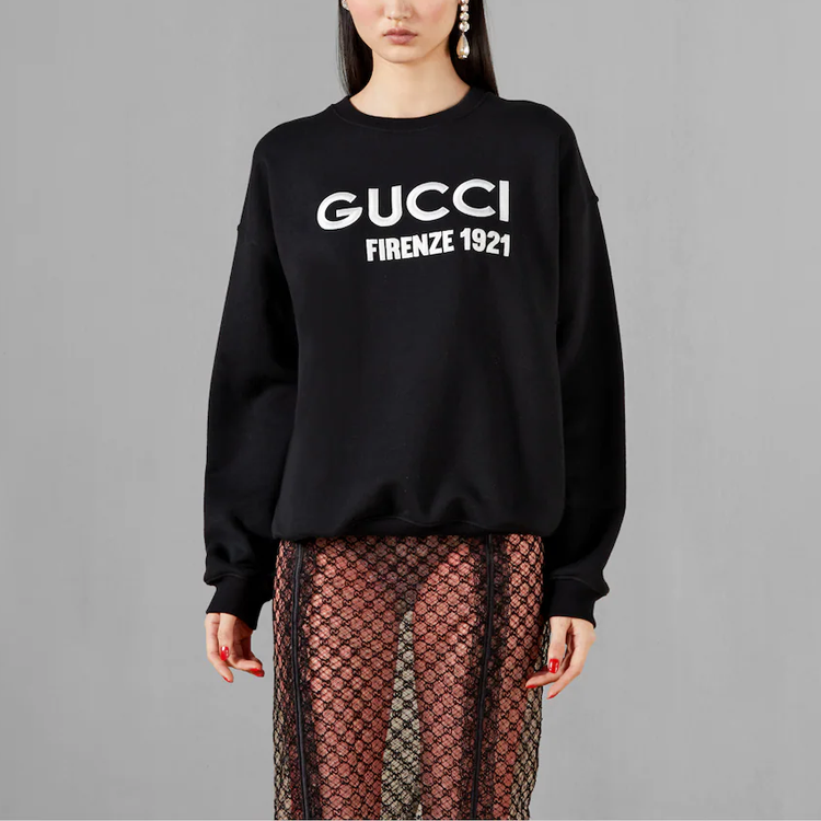 (WMNS) Gucci Cotton Sweatshirt with Embroidery 'Black' 756354-XJF0S-1043